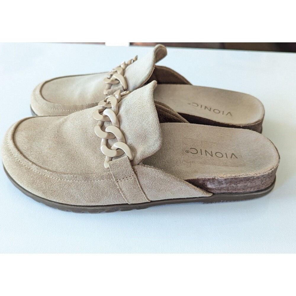 Vionic Georgie Women's Size 7 Slip On Shoes Tan Suede Mules Sandals - Picture 3 of 11